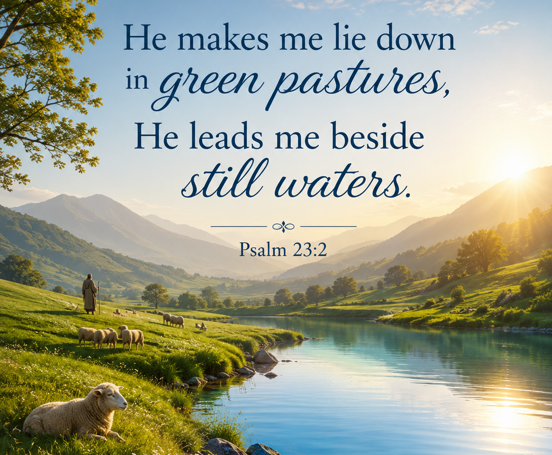 Psalm 23:2 - Green and Blue