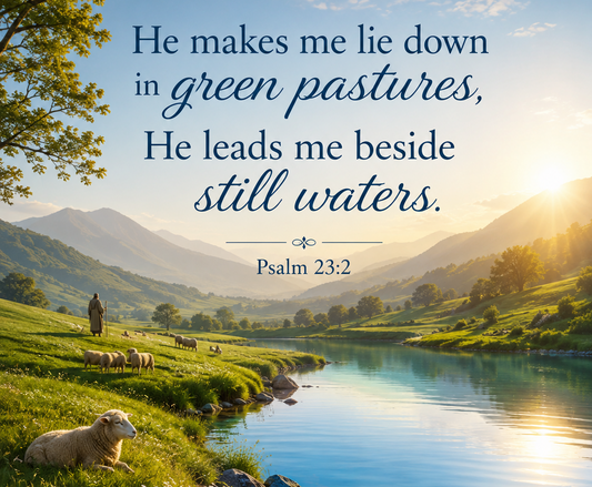 Psalm 23:2 - Green and Blue